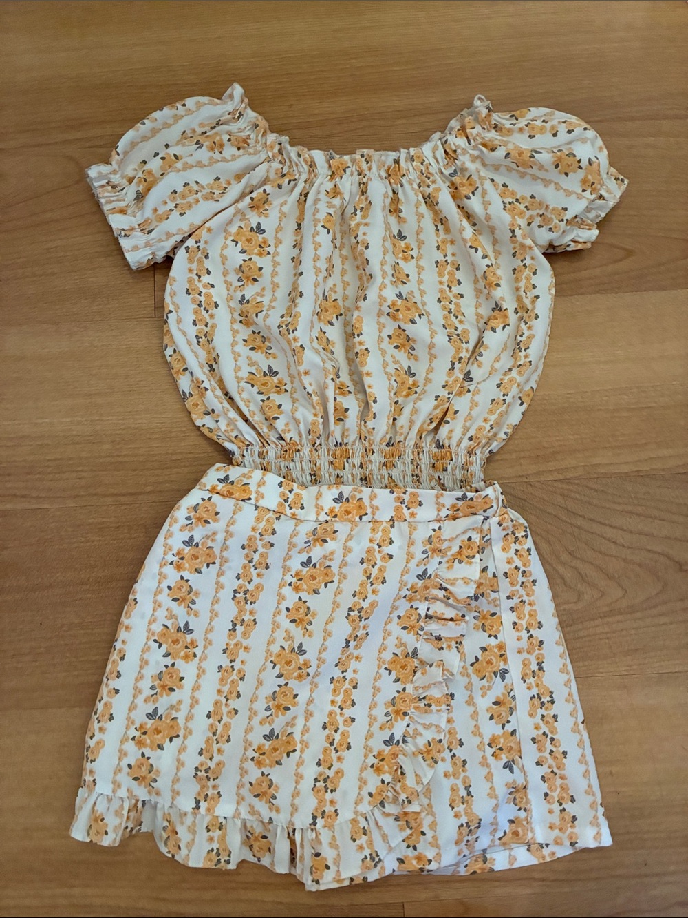 Girls Yellow Floral Off-Shoulder Dress - Brand